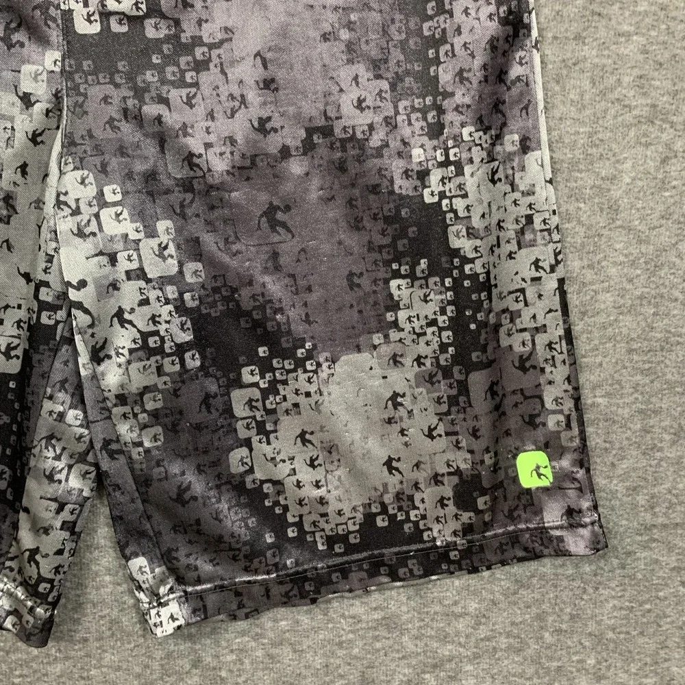 Y2K‎ And1 Basketball Shorts Men Fits XL Black Camo Shiny Satin Elastic Baggy 11